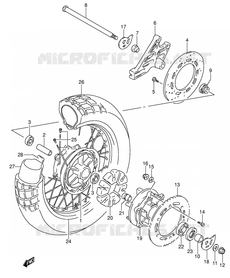 ACHTERWIEL Suzuki MOTO 650 DR 1996  DR650RSEUT(E4)