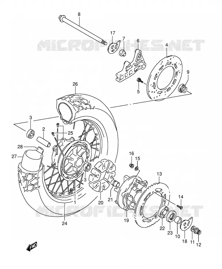 ACHTERWIEL Suzuki MOTO 800 DR 1992  DR800SUN(E4)
