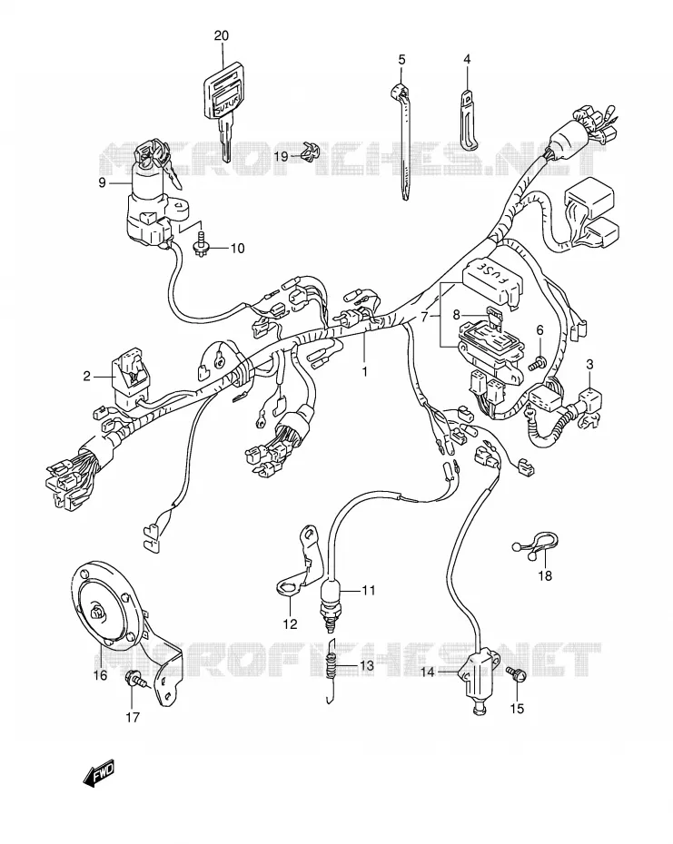BEDRADING (MODELE M/N/P/R) Suzuki MOTO 800 DR 1994  DR800SUR