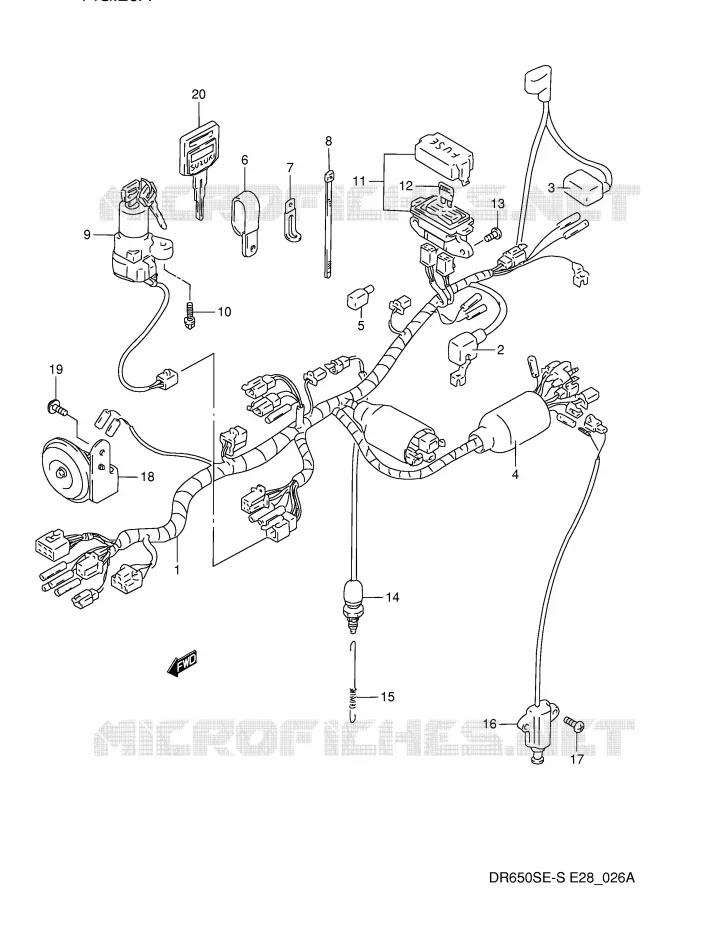 BEDRADING (MODELE R/S) Suzuki MOTO 650 DR 1995  DR650SES(E28)