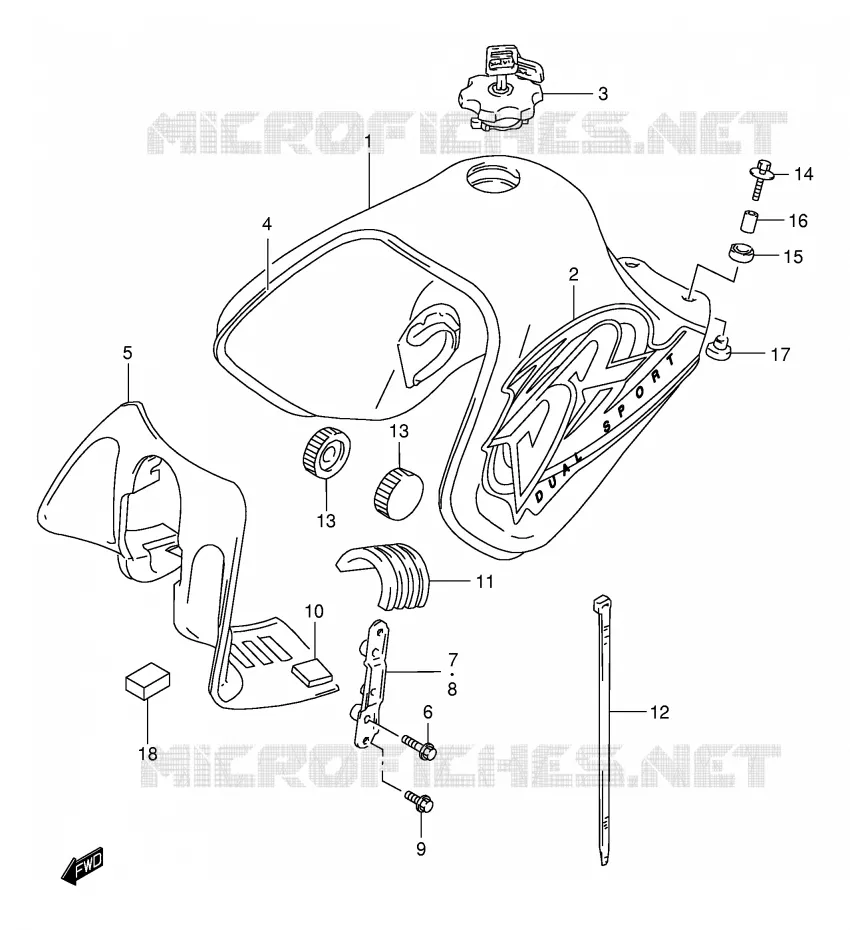 BENZINETANK (MODELE K1) Suzuki MOTO 650 DR 2002  DR650SEK2(E4)