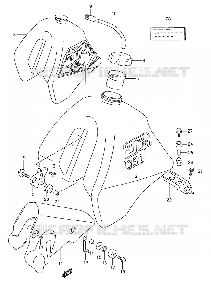 BENZINETANK (MODELE L/M) Suzuki MOTO 350 DR 1992  DR350N(E1)