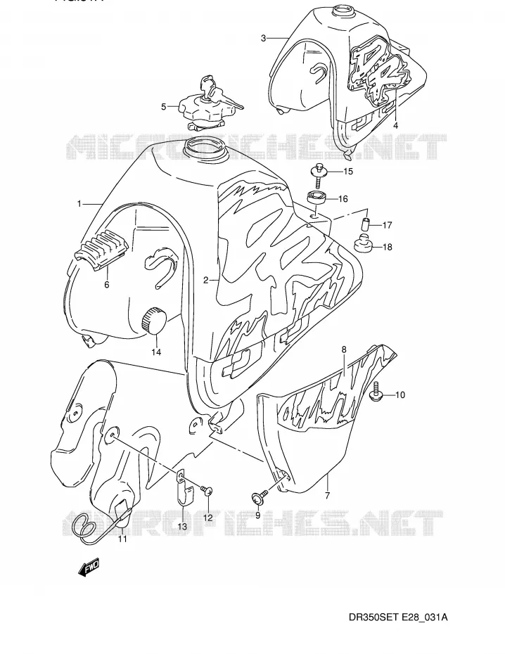 BENZINETANK (MODELE N/P) Suzuki MOTO 350 DR 1990  DR350SL(E28)