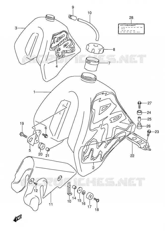 BENZINETANK (MODELE N/P) Suzuki MOTO 350 DR 1993  DR350P(E3)