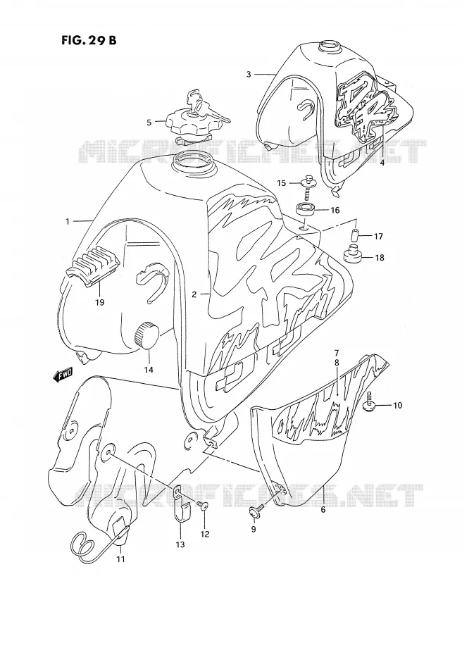 BENZINETANK (MODELE N/P) Suzuki MOTO 350 DR 1993  DR350SP/SHP(E2)