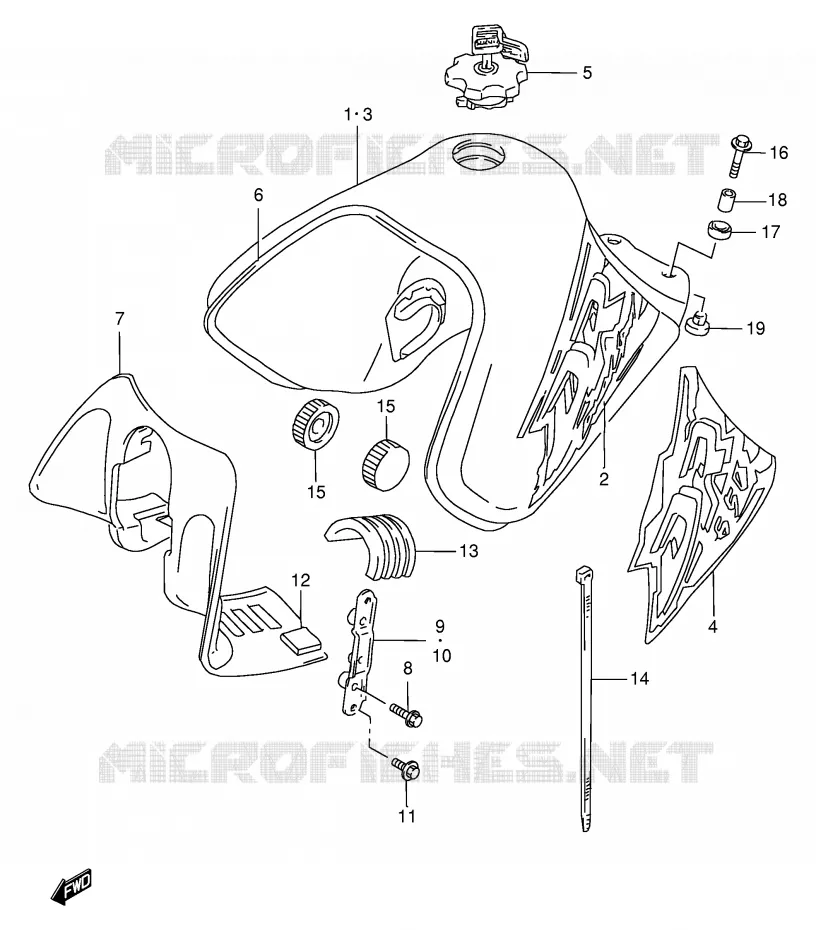 BENZINETANK (MODELE T/V) Suzuki MOTO 650 DR 1998  DR650SEW(E4)