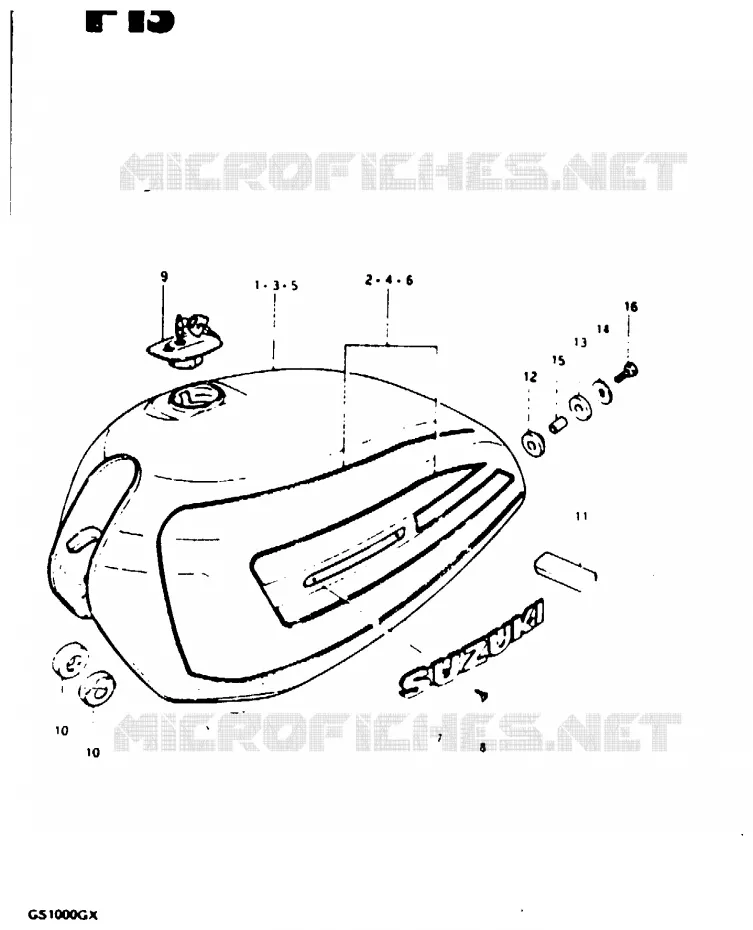 BENZINETANK (MODELE X) Suzuki MOTO 1000 GS 1981  GS1000GX(X/T)