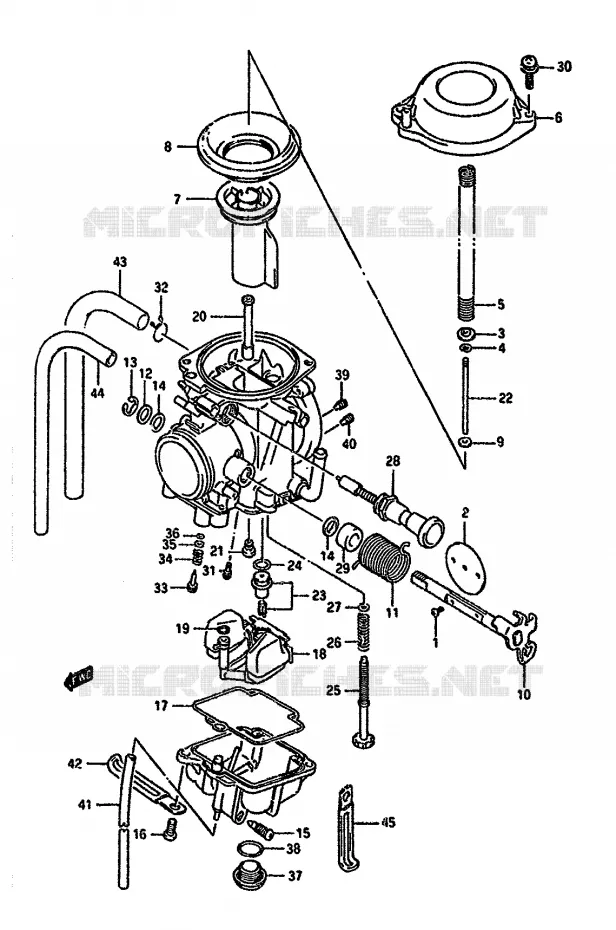 CARBURATOR (MODELE L/M,MODELE N/P/R E24) Suzuki MOTO 350 DR 1993  DR350SUP(L/M/N/P/R)