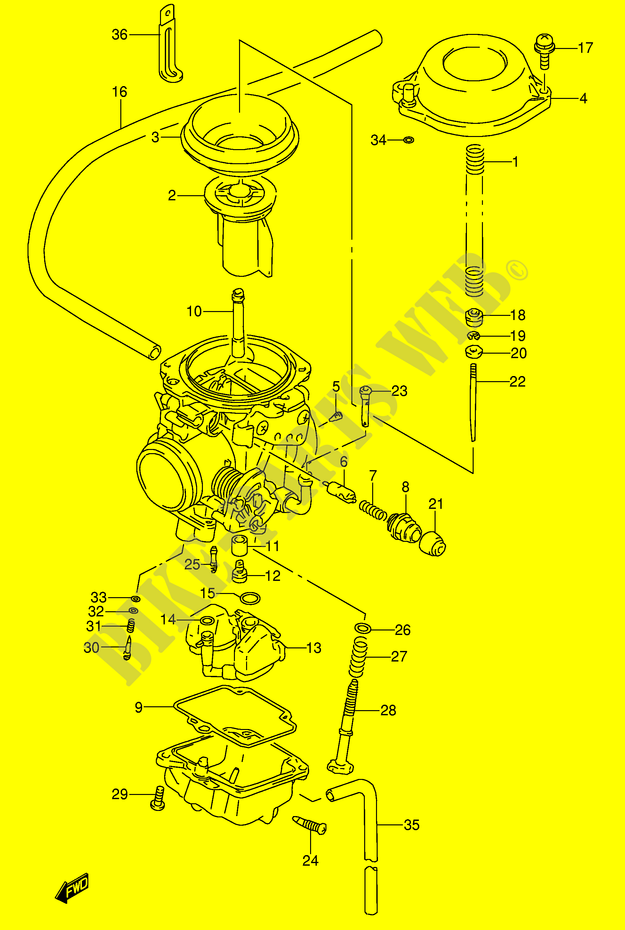 CARBURATOR (MODELE N/P/R/S) voor Suzuki DR 650 1991