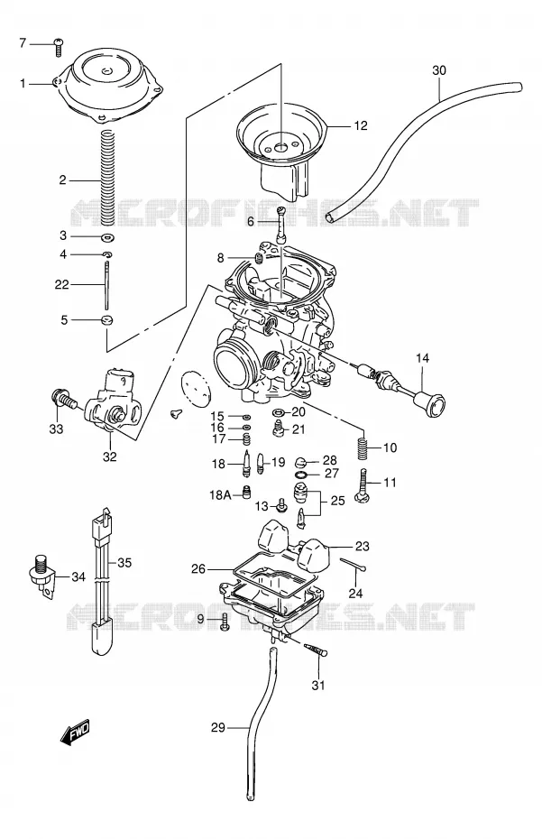 CARBURATOR (MODELE V/W/X/Y) Suzuki MOTO 125 DR 1994  DR125SER(E4)