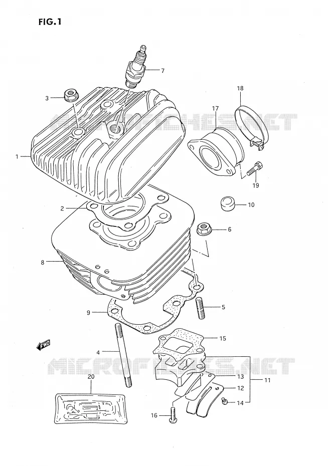 CILINDER Suzuki MOTO 80 DS 1990  DS80L(E3)