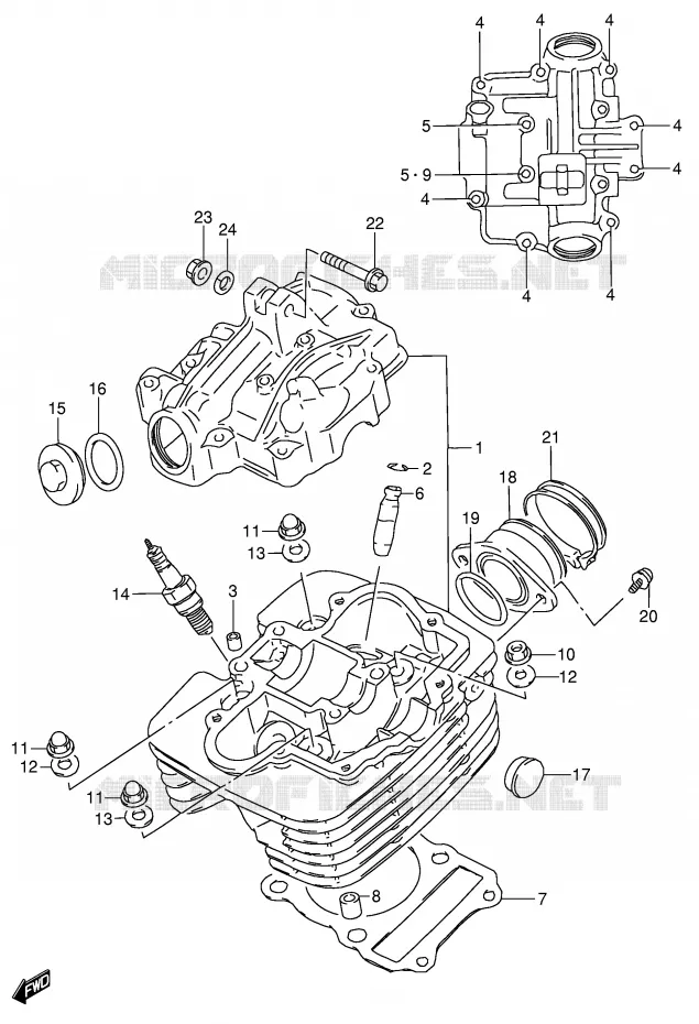 CILINDERKOP Suzuki MOTO 200 DR 2001  DR200SEK1(E3/E28)