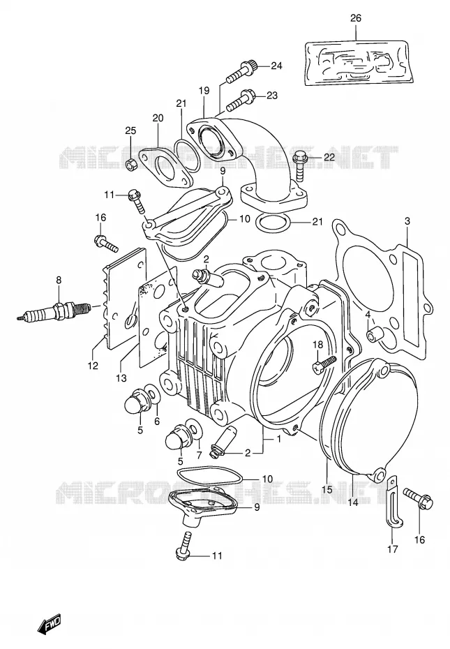 CILINDERKOP Suzuki SCOOTER 100 FB 1997  FB100V(E71)