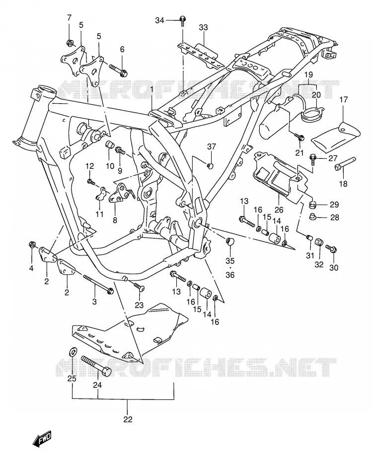 FRAME (MODELE T/V/W) Suzuki MOTO 650 DR 1999  DR650SEUX(E4)