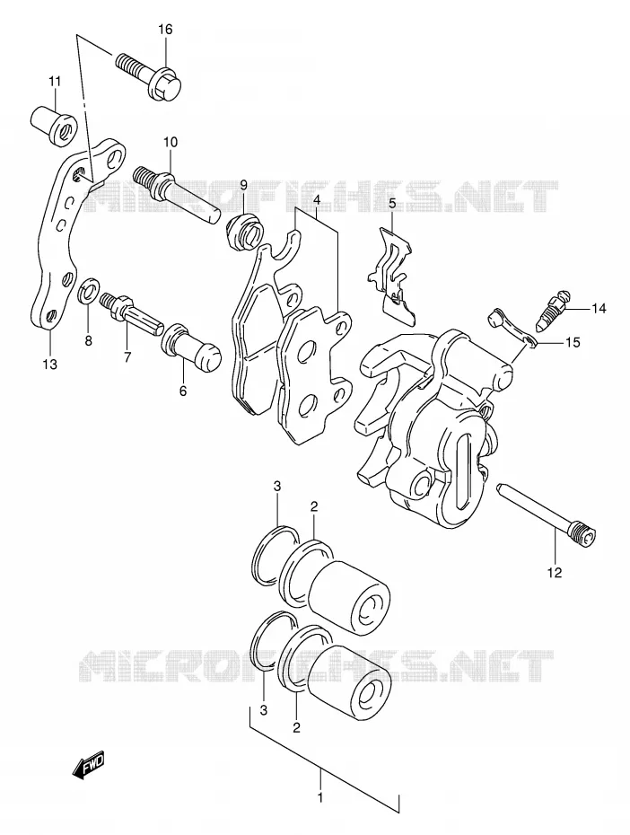 FRONT CALIPER (MODELE L/M) Suzuki MOTO 350 DR 1993  DR350P(E1)