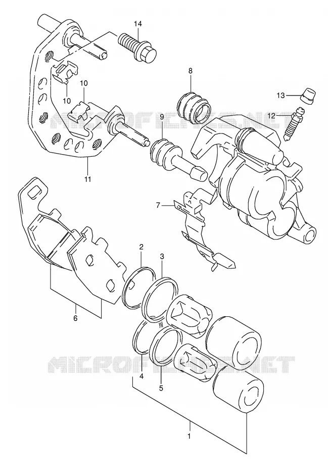 FRONT CALIPER (MODELE M/N/P/R/S) Suzuki MOTO 800 DR 1994  DR800SUR