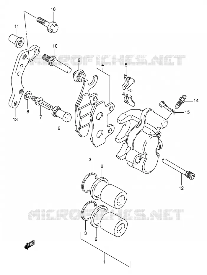 FRONT CALIPER (MODELE N/P/R/S/T) Suzuki MOTO 350 DR 1992  DR350N(E1)