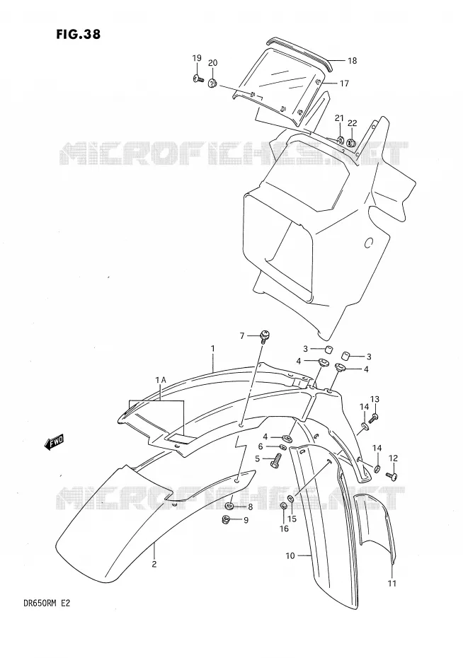 FRONT FENDER - METER VISOR Suzuki MOTO 650 DR 1991  DR650RM(E2)