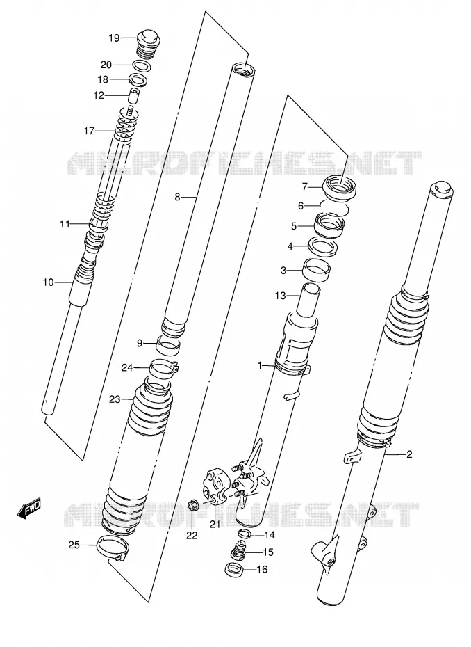 FRONT SCHOKDEMPER (MODELE R/S/T) Suzuki MOTO 350 DR 1991  DR350M(E3)