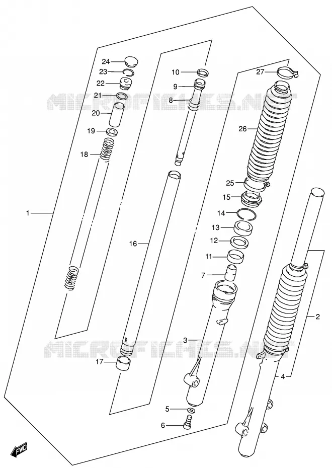 FRONT SCHOKDEMPER Suzuki MOTO 200 DR 2001  DR200SEK1(E24)