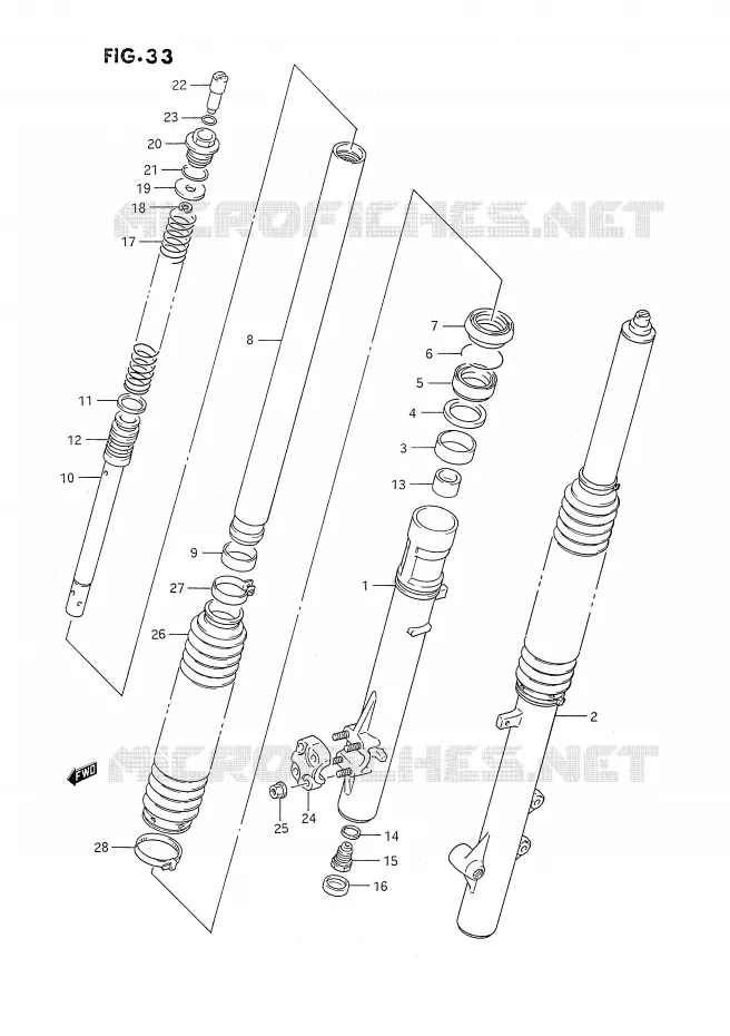 FRONT SCHOKDEMPER Suzuki MOTO 350 DR 1993  DR350SHP(E2)