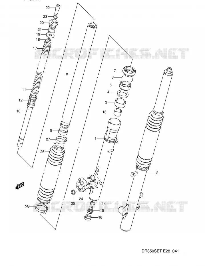 FRONT SCHOKDEMPER Suzuki MOTO 350 DR 1994  DR350SER(E28)