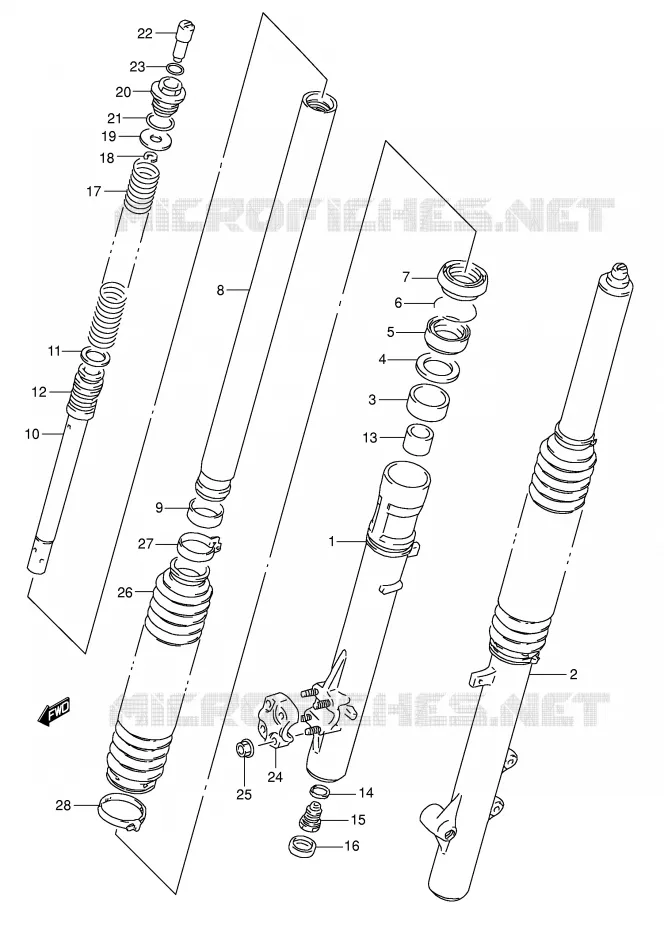 FRONT SCHOKDEMPER (VOIR NOTE) Suzuki MOTO 350 DR 1992  DR350N(E1)