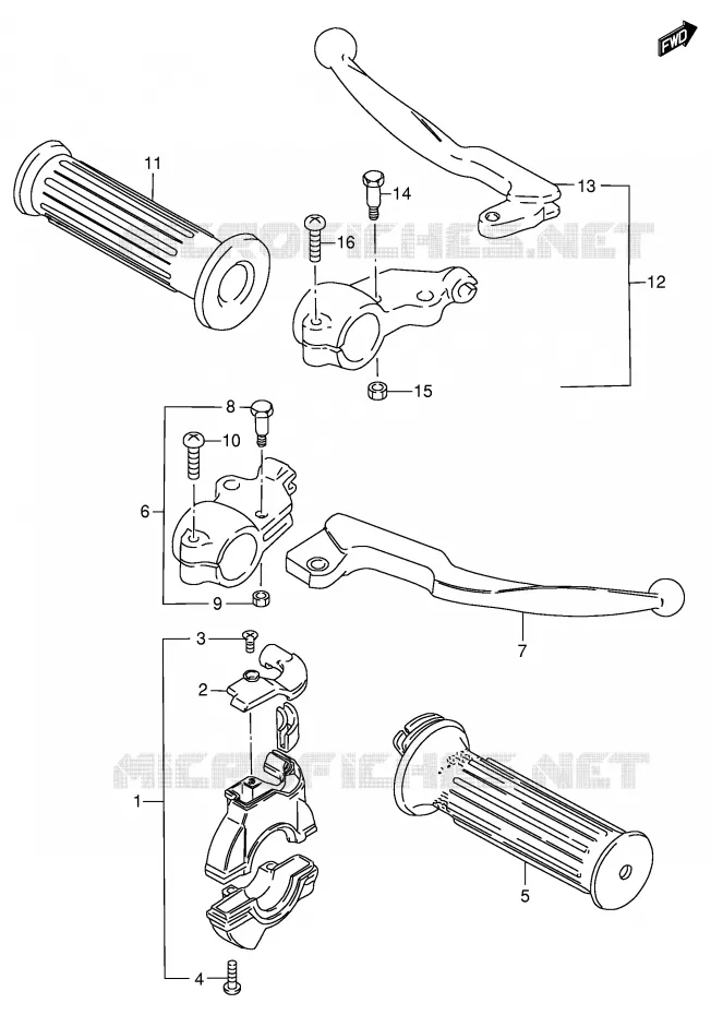 HANDGRIPS - LEVERS Suzuki MOTO 80 DS 1997  DS80V(E3/E28)