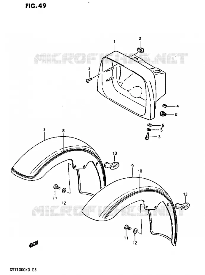 HEADLIGHT BOWL - FRONT FENDER Suzuki MOTO 1100 GS-G 1982  GS1100GK2(Z/2/D)