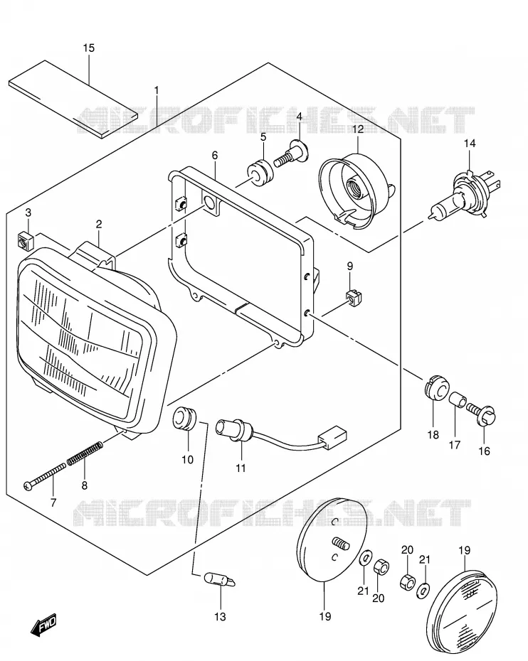KOPLAMP (MODELE K2/K3 E4,E17,E18,E34) Suzuki MOTO 650 DR 2003  DR650SEK3(E4)