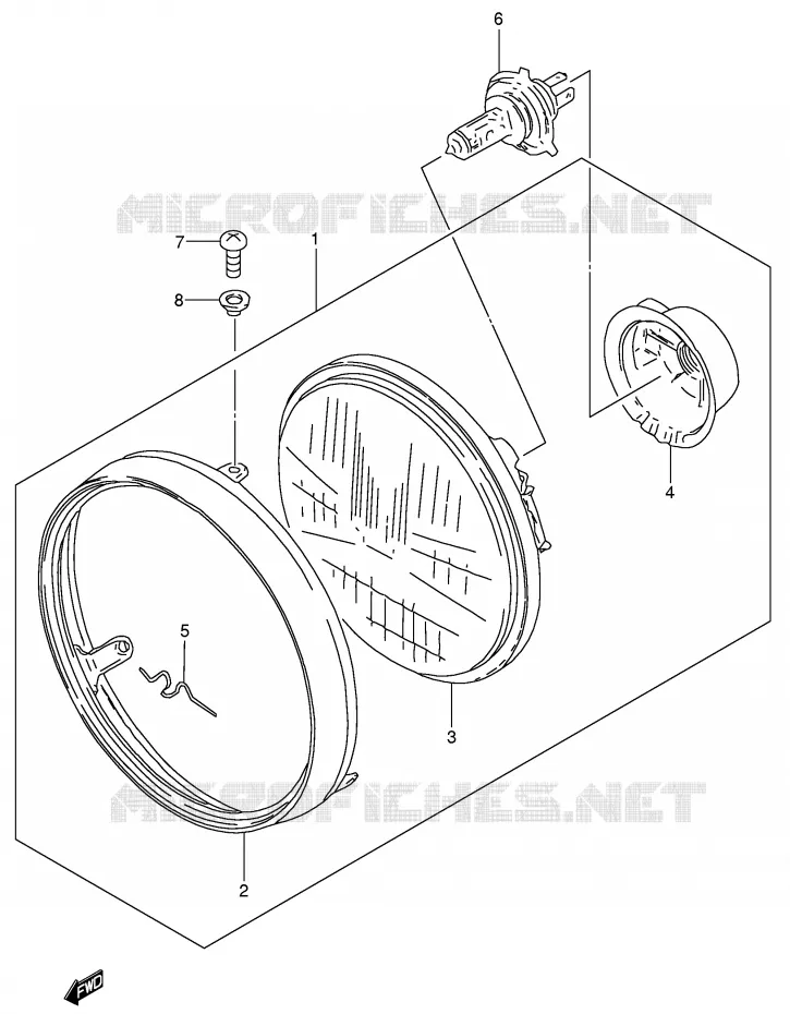 KOPLAMP (MODELE K2/K3/K4/K5 E6,E24) Suzuki MOTO 200 DR 2004  DR200SEK4(E24)