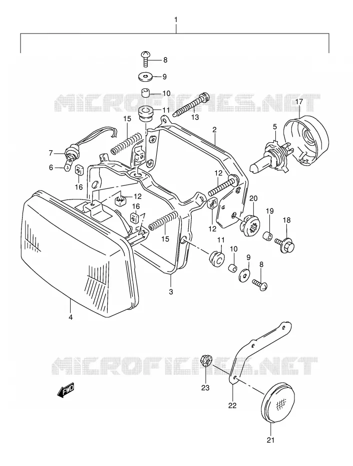 KOPLAMP (MODELE M/N/P) Suzuki MOTO 800 DR 1993  DR800SP(E4)