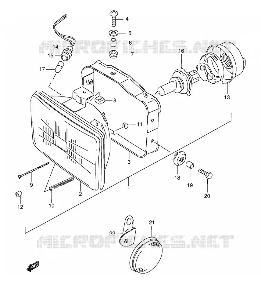 KOPLAMP (MODELE R) Suzuki MOTO 350 DR 1998  DR350SEW(E2)