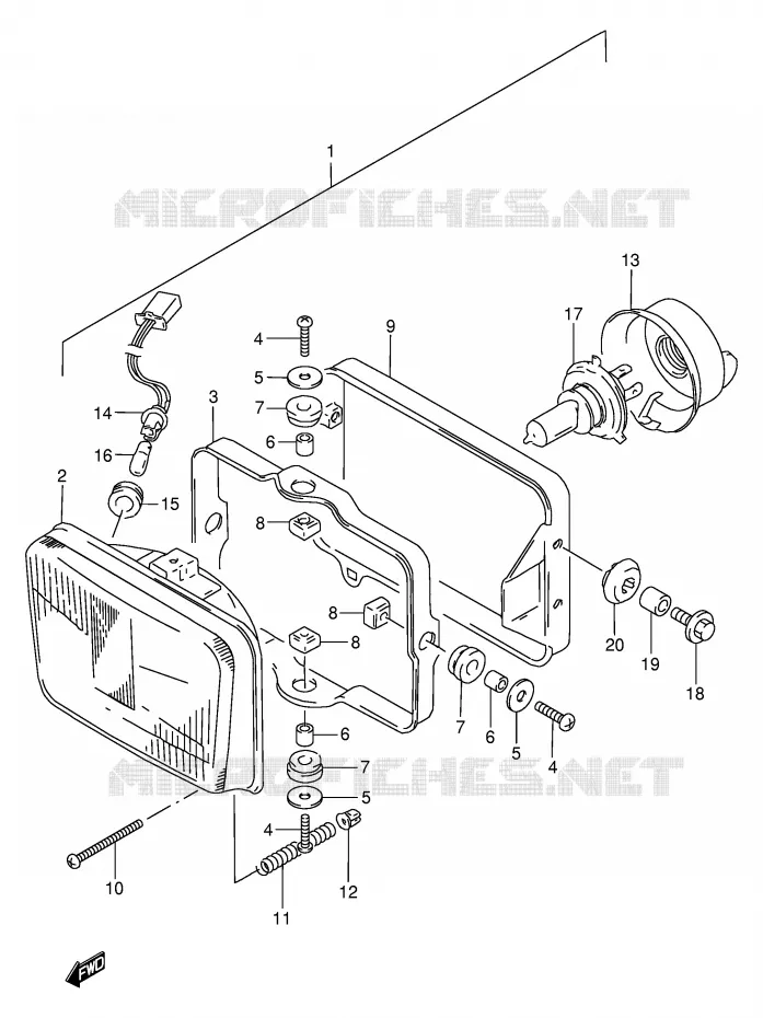 KOPLAMP (MODELE R) Suzuki MOTO 650 DR 1995  DR650RES(E2)