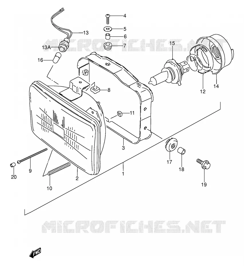 KOPLAMP Suzuki MOTO 250 DR 1992  DR250SN(E24)