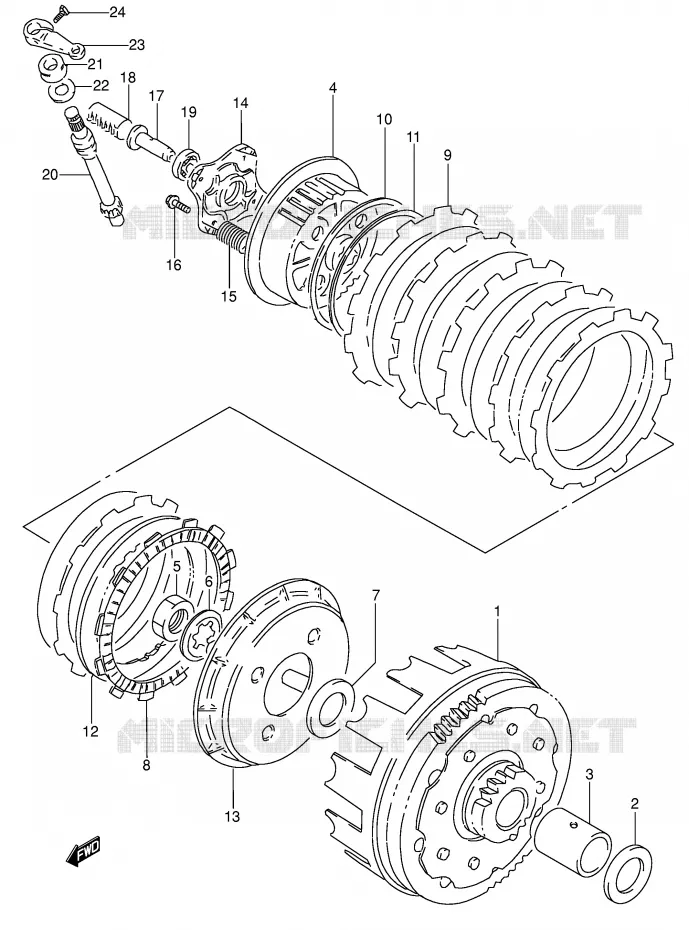 KOPPELING (MODELE M/N/P) Suzuki MOTO 650 DR 1992  DR650SEUN(E4)