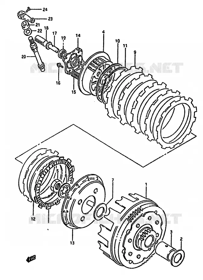 KOPPELING (MODELE N/P) Suzuki MOTO 650 DR 1994  DR650RR(N/P/R)