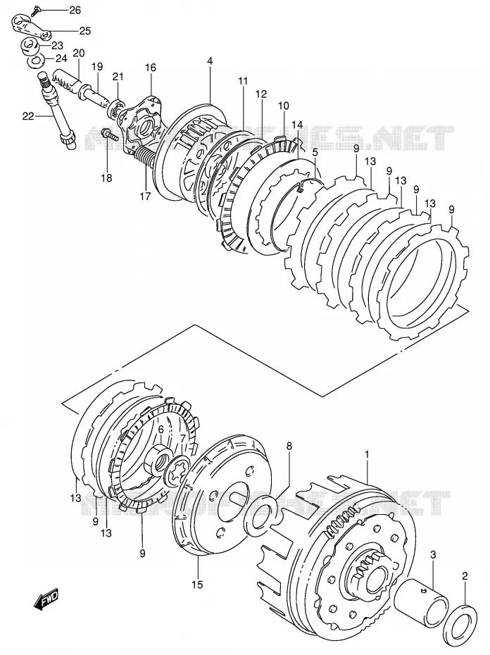 KOPPELING (MODELE R/S/T) Suzuki MOTO 650 DR 1996  DR650RSET(E4)