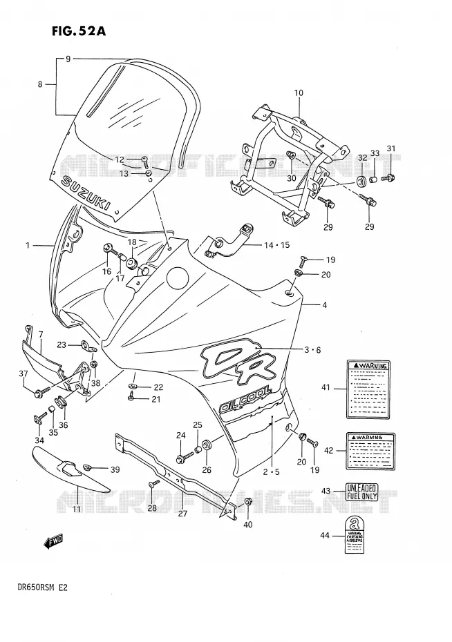 KUIP - ETIKETTEN (MODELE M) Suzuki MOTO 650 DR 1991  DR650RSM(E2)