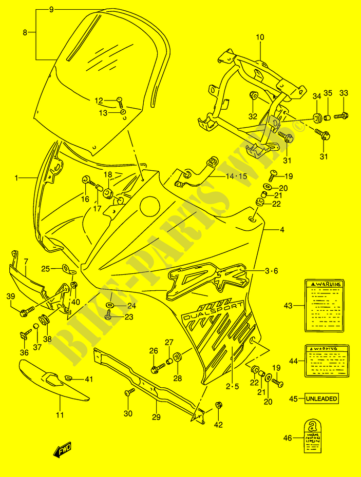 KUIP   ETIKETTEN (MODELE P) voor Suzuki DR 650 1991