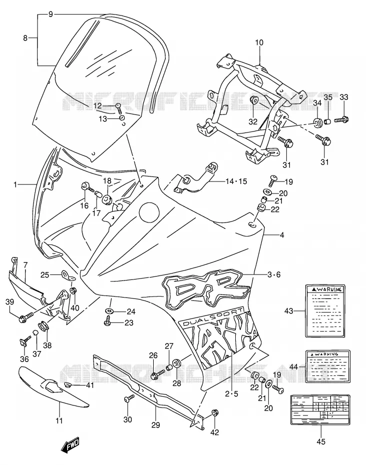 KUIP - ETIKETTEN (MODELE R) Suzuki MOTO 650 DR 1995  DR650RSES(E4)