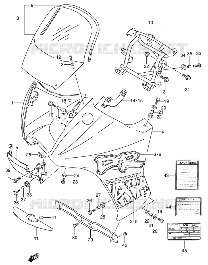 KUIP - ETIKETTEN (MODELE S) Suzuki MOTO 650 DR 1992  DR650RSEUN(E4)