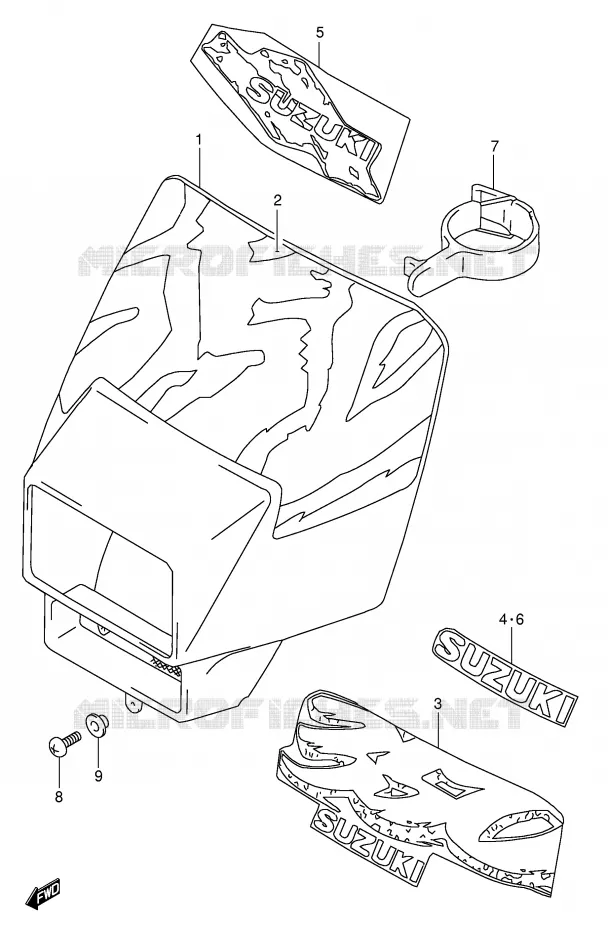 KUIPJE (MODELE N/P/R/S/T) Suzuki MOTO 350 DR 1992  DR350N(E1)