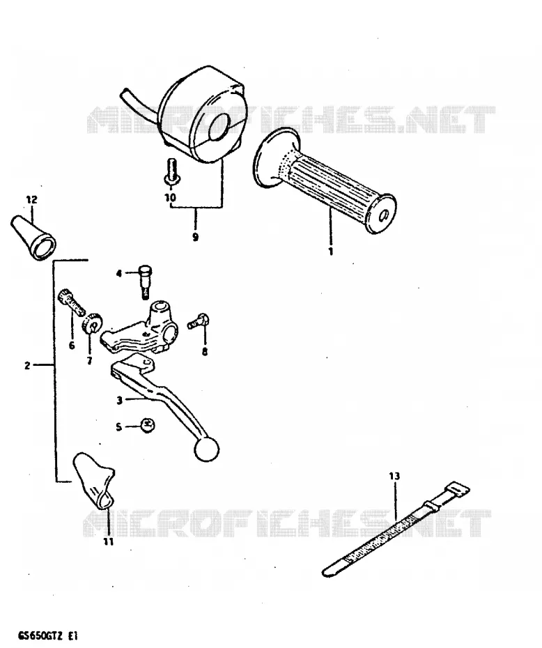 LINKER HANDGREEP (MODELE X) Suzuki MOTO 650 GS 1982  GS650GTZ(X/Z)