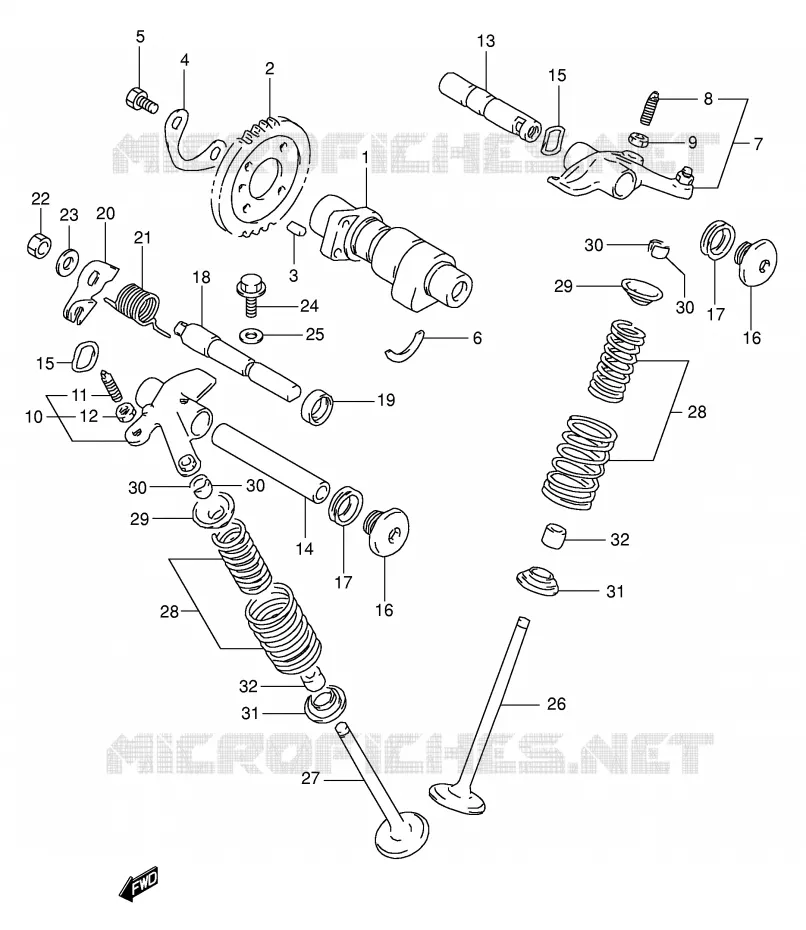 NOKKENAS - VALVES (MODELE L/M/N/P) Suzuki MOTO 350 DR 1992  DR350N(E1)