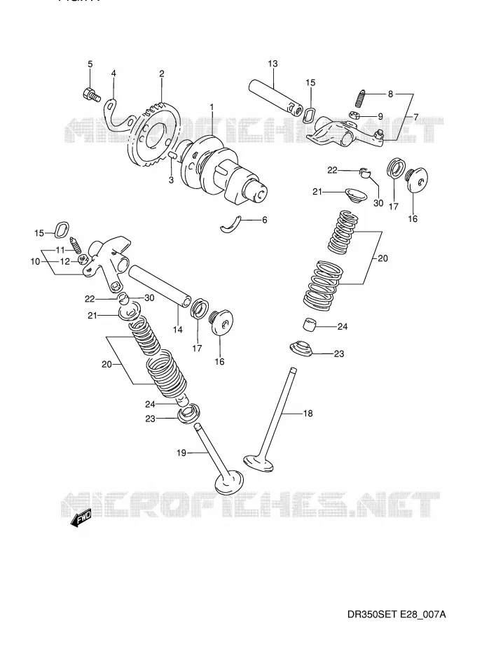 NOKKENAS - VALVES (MODELE R/S/T) Suzuki MOTO 350 DR 1990  DR350SL(E28)
