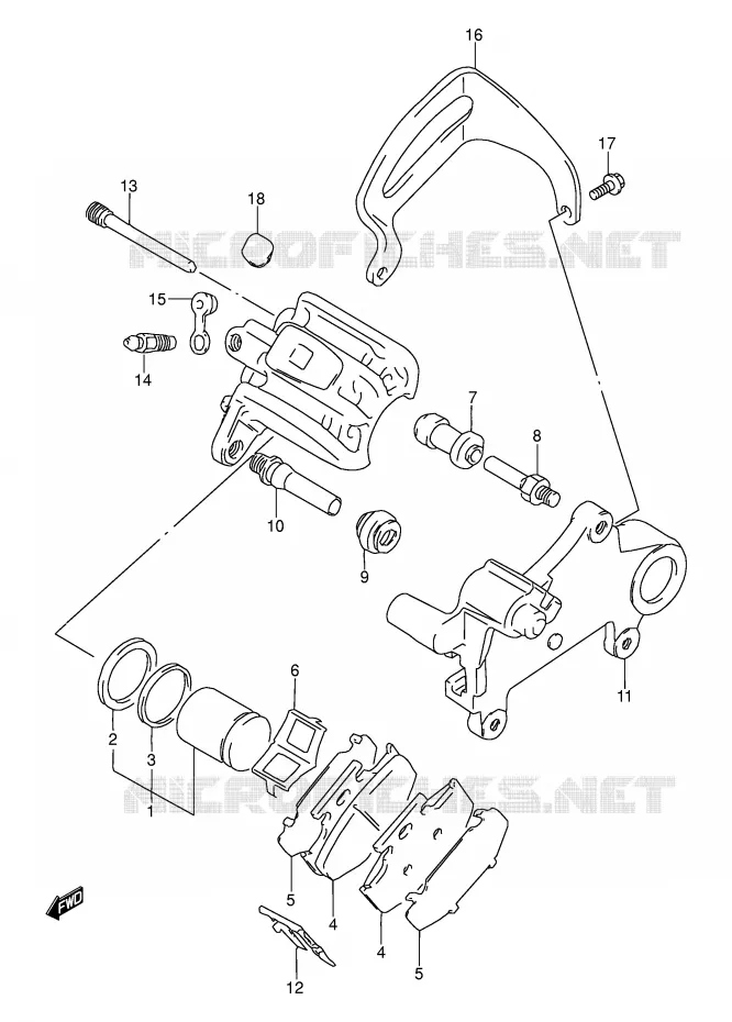 REAR CALIPER (MODELE L/M) Suzuki MOTO 250 DR 1994  DR250SR(E24)