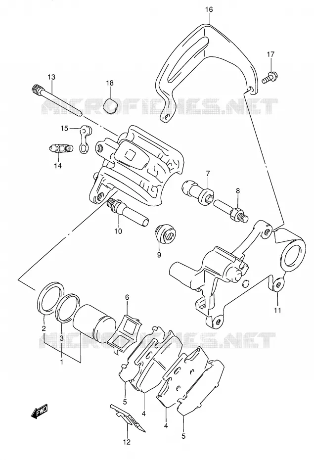 REAR CALIPER (MODELE L/M) Suzuki MOTO 350 DR 1990  DR350L(E3)