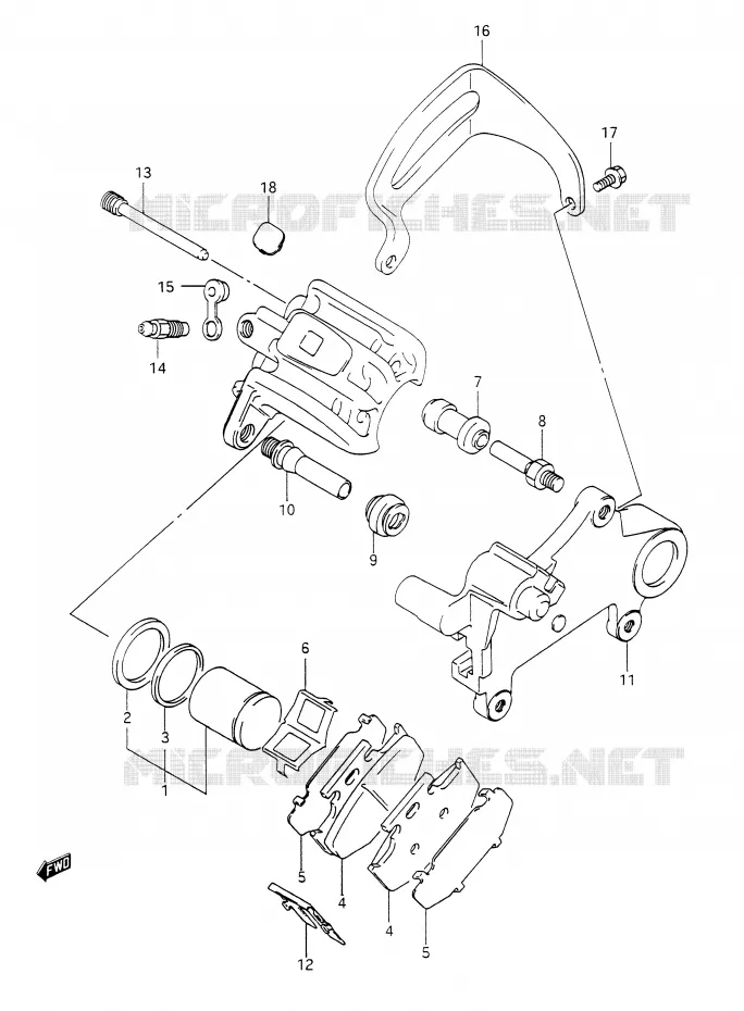 REAR CALIPER (MODELE L/M) Suzuki MOTO 350 DR 1992  DR350N(E28)