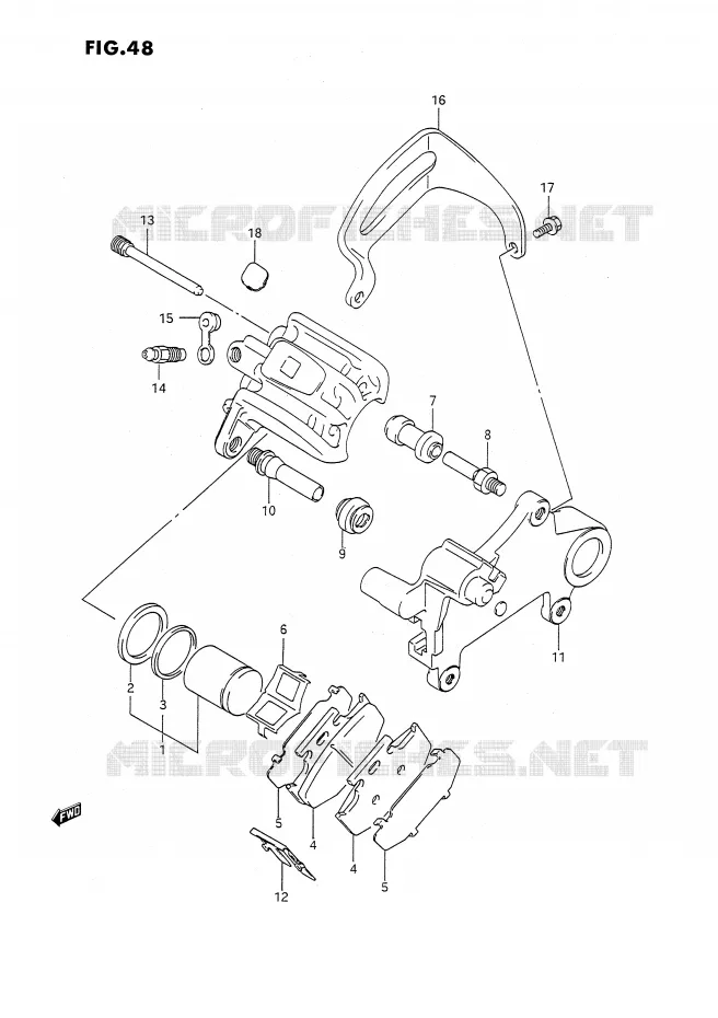 REAR CALIPER (MODELE L/M) Suzuki MOTO 350 DR 1992  DR350SHN(E2)